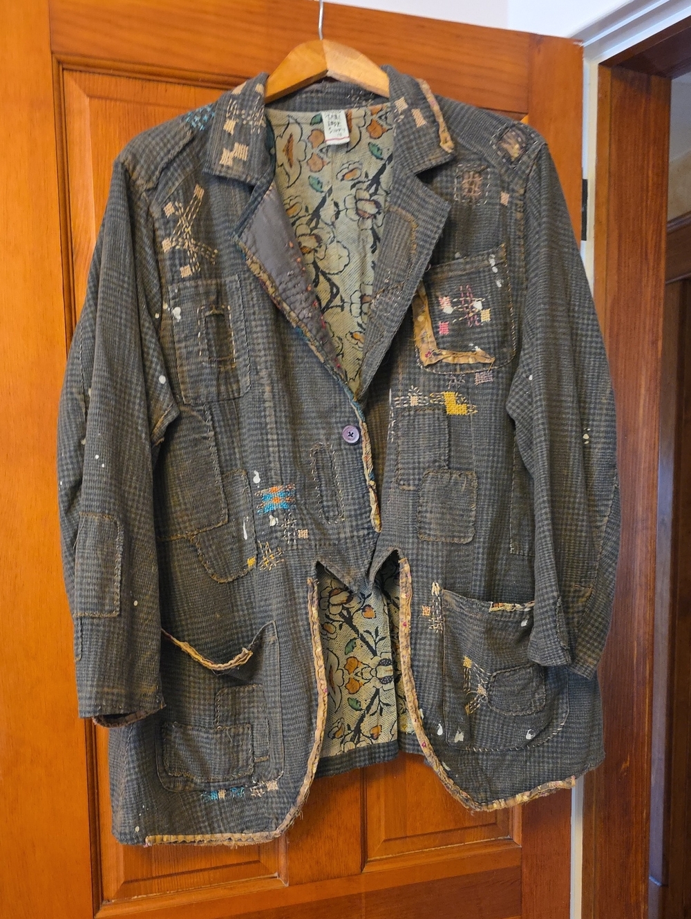 Magnolia Pearl Gray Patchwork Lightweight Shirt Jacket with Floral Lining